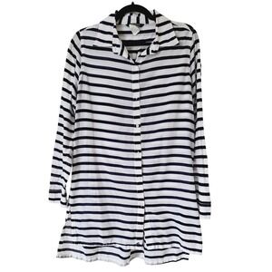 Lauren Ralph Lauren Striped Button‎ Down Shirt Dress White Navy Size S Preppy